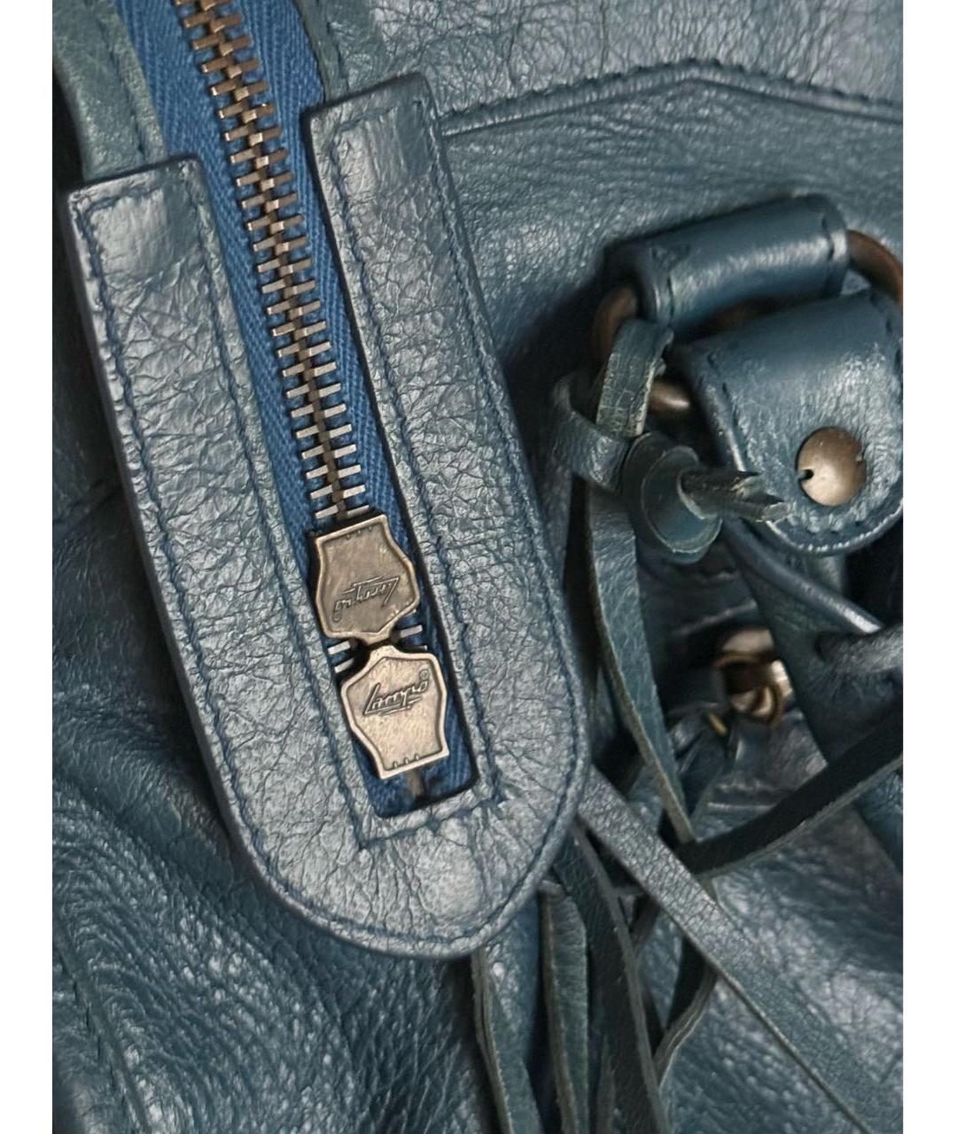 BALENCIAGA Темно-синяя кожаная сумка с короткими ручками, фото 8