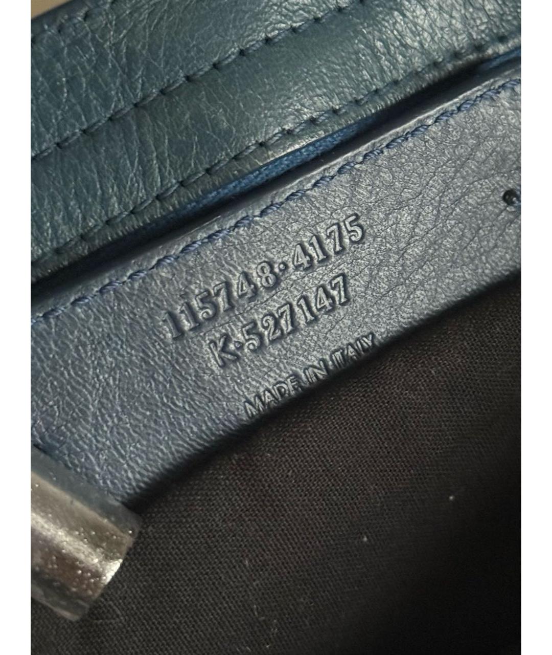BALENCIAGA Темно-синяя кожаная сумка с короткими ручками, фото 7