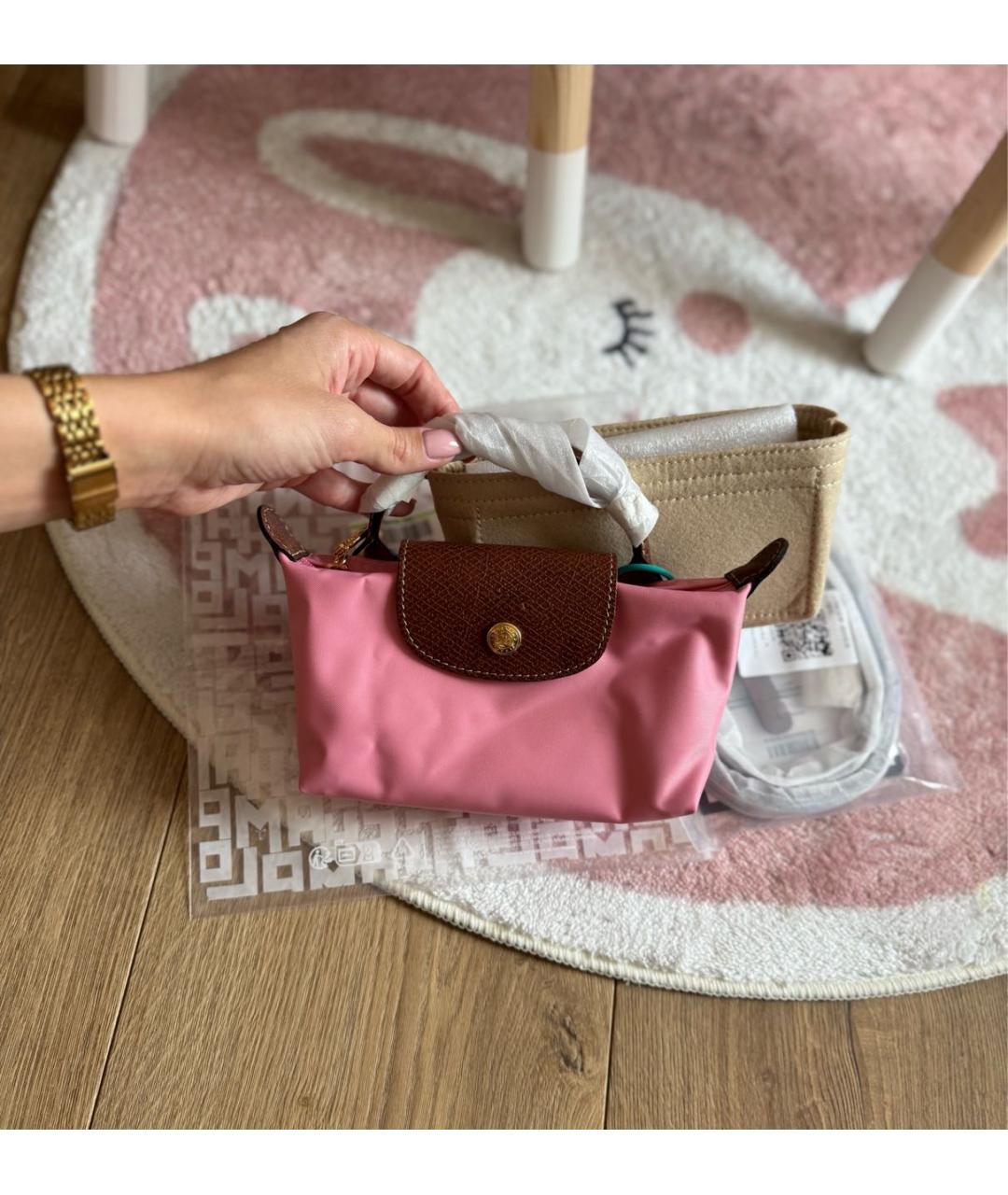 LONGCHAMP Розовая тканевая сумка с короткими ручками, фото 3