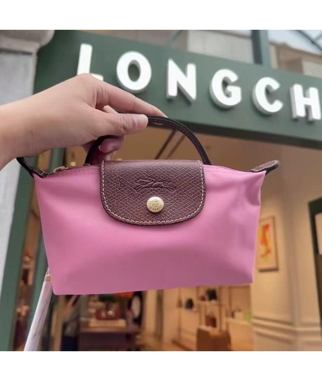 LONGCHAMP Розовая тканевая сумка с короткими ручками, фото 2