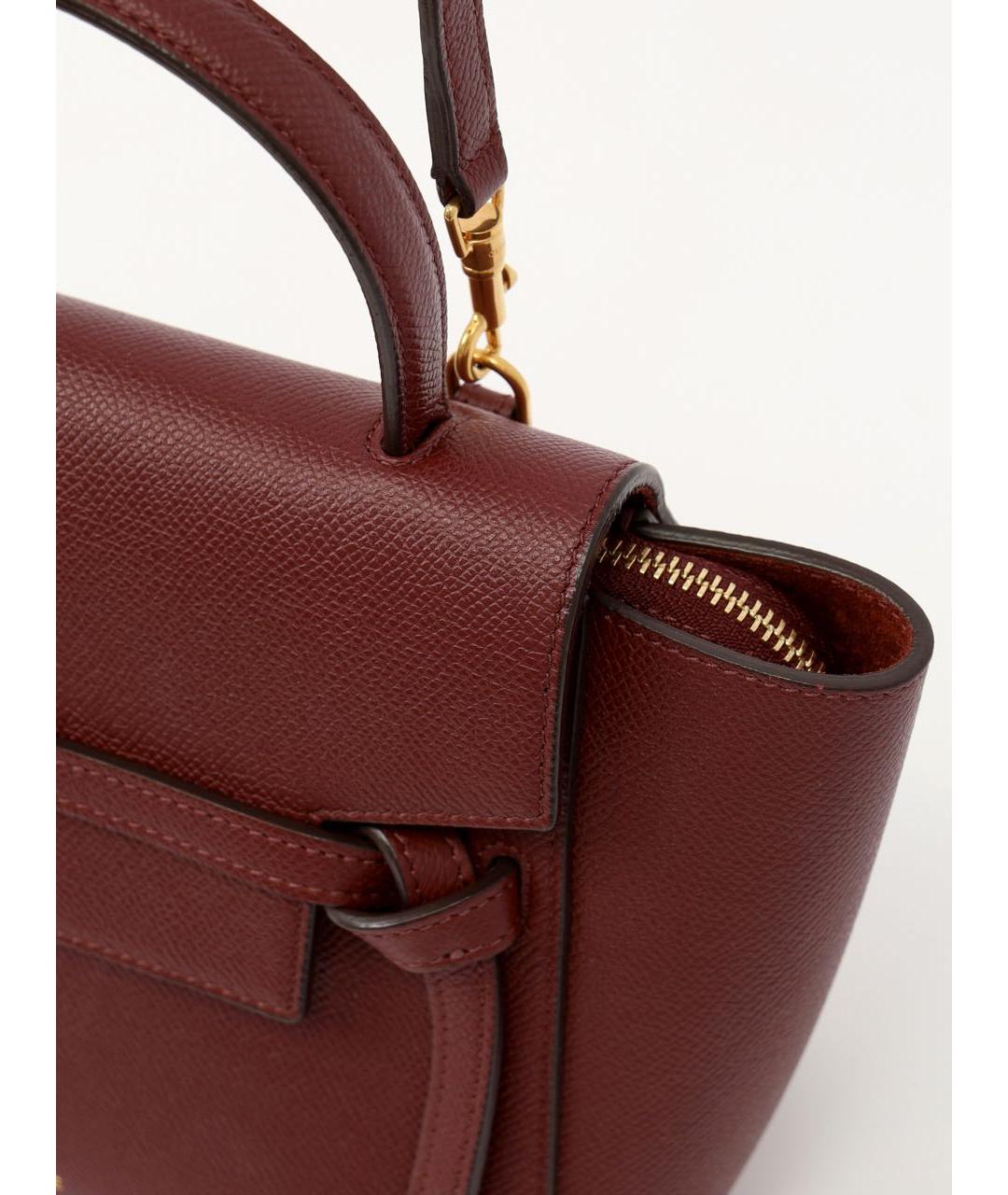 CELINE Бордовая кожаная сумка с короткими ручками, фото 7