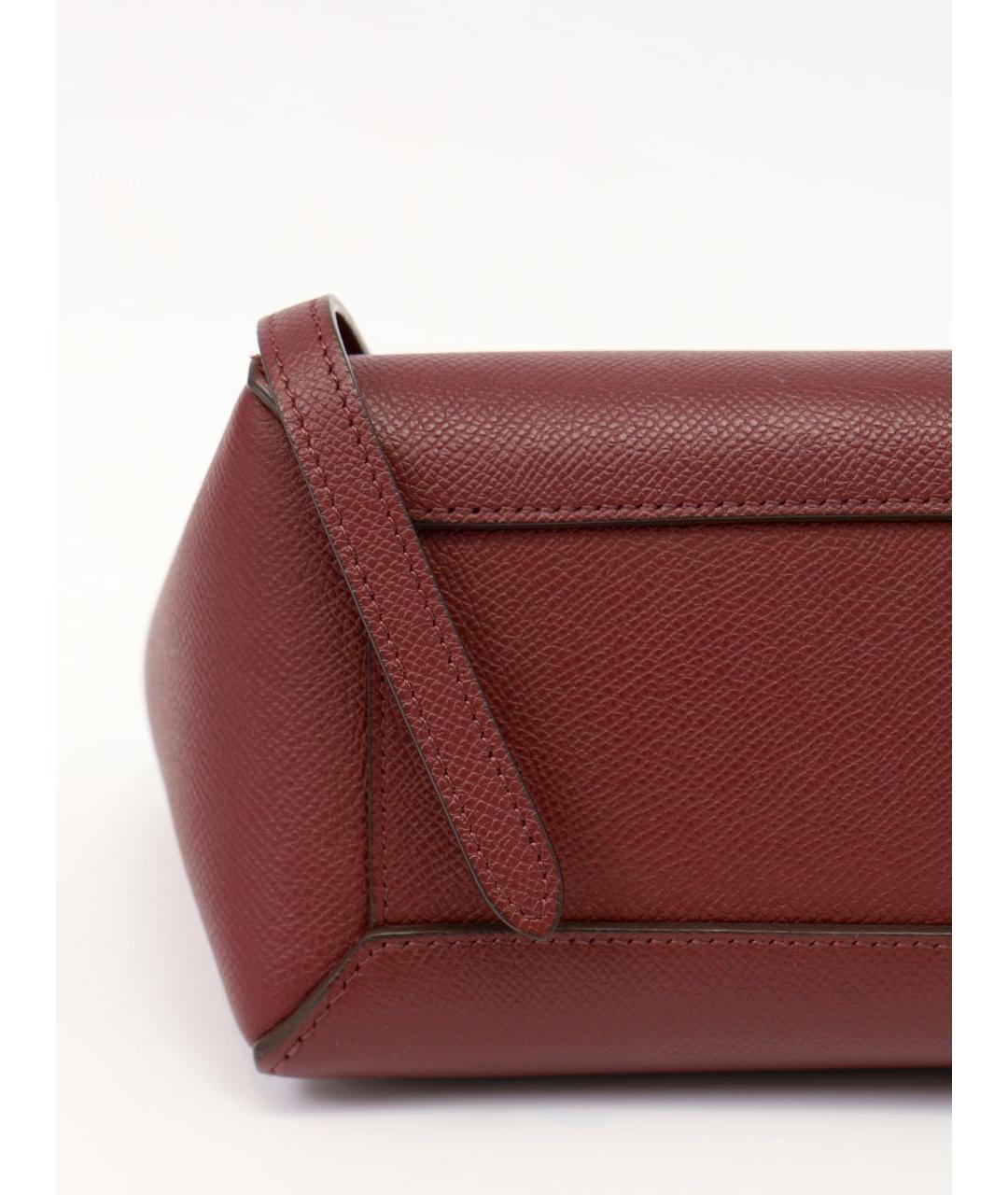 CELINE Бордовая кожаная сумка с короткими ручками, фото 8