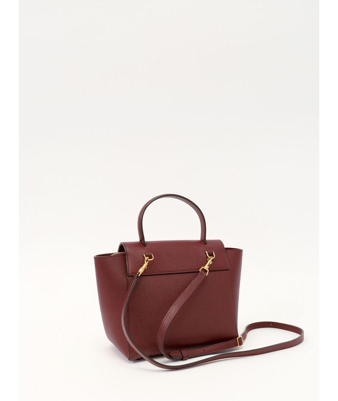 CELINE Бордовая кожаная сумка с короткими ручками, фото 3