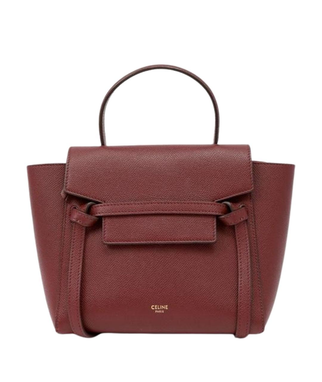 CELINE Бордовая кожаная сумка с короткими ручками, фото 1