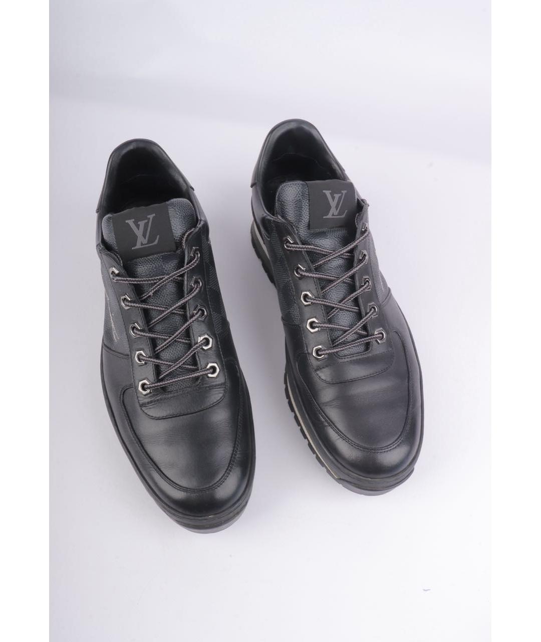 LOUIS VUITTON Антрацитовые кожаные низкие кроссовки / кеды, фото 3