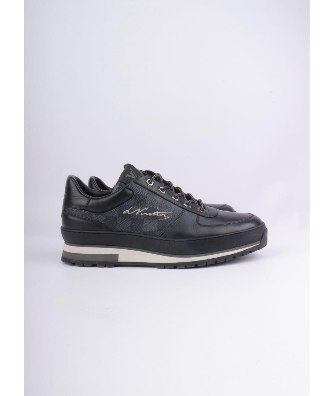 LOUIS VUITTON Антрацитовые кожаные низкие кроссовки / кеды, фото 8