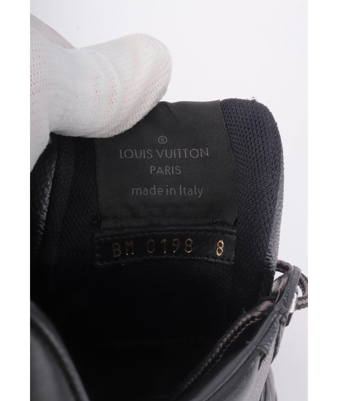 LOUIS VUITTON Антрацитовые кожаные низкие кроссовки / кеды, фото 4