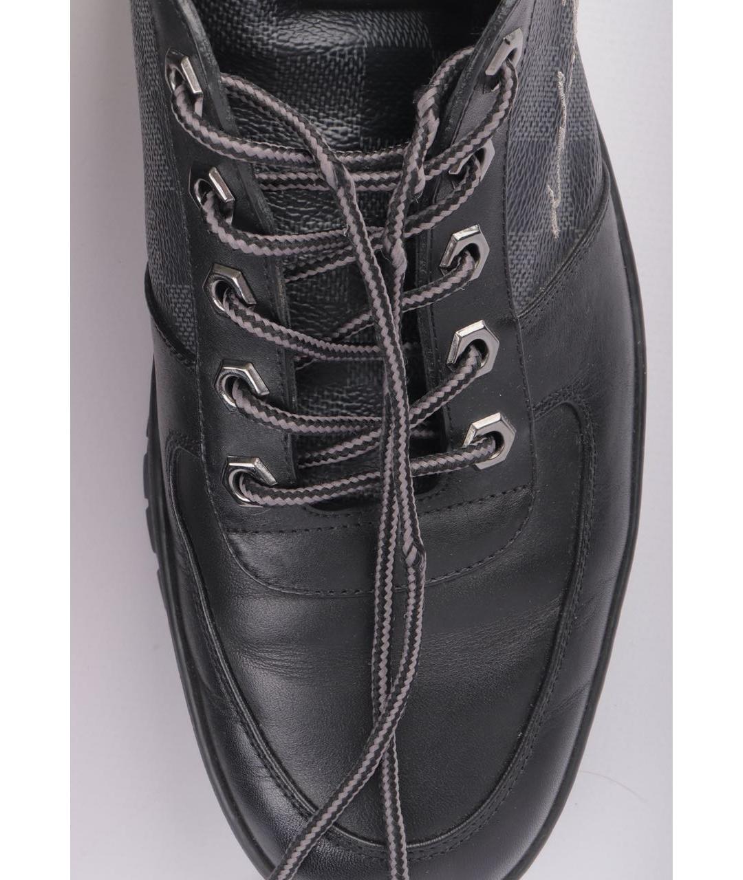 LOUIS VUITTON Антрацитовые кожаные низкие кроссовки / кеды, фото 6