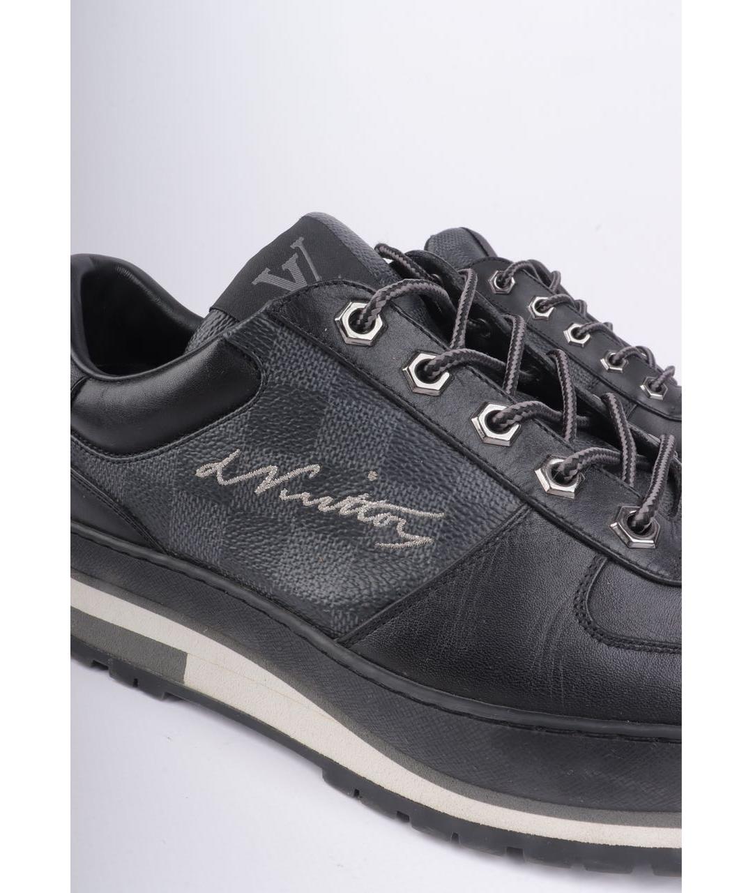 LOUIS VUITTON Антрацитовые кожаные низкие кроссовки / кеды, фото 2