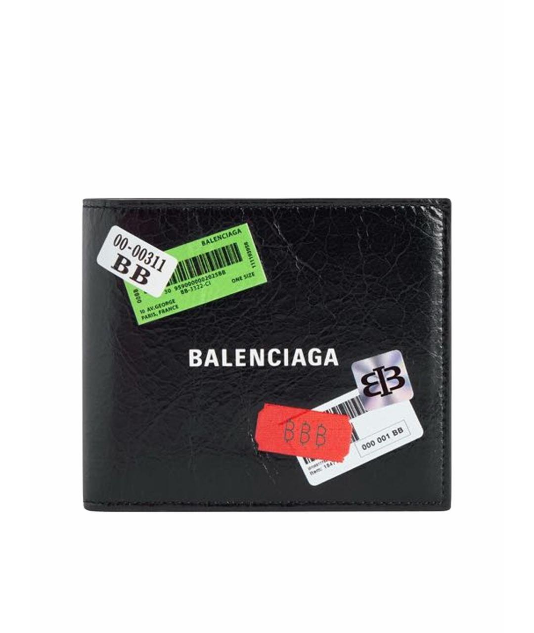 BALENCIAGA Черный кожаный кошелек, фото 1