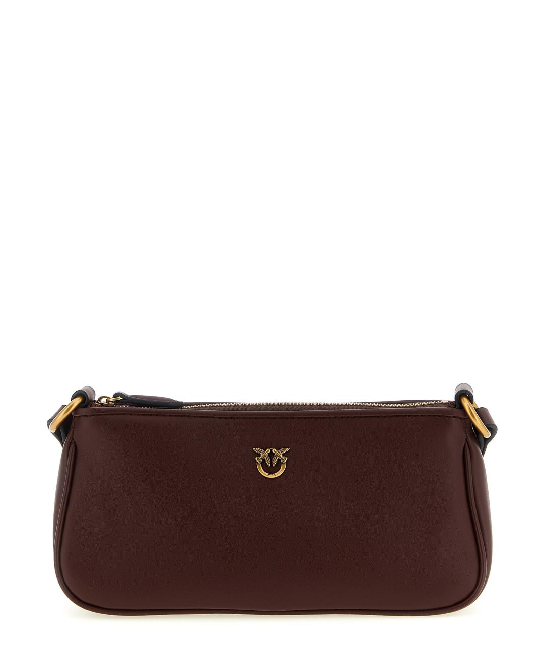 PINKO Бордовая кожаная сумка через плечо, фото 1