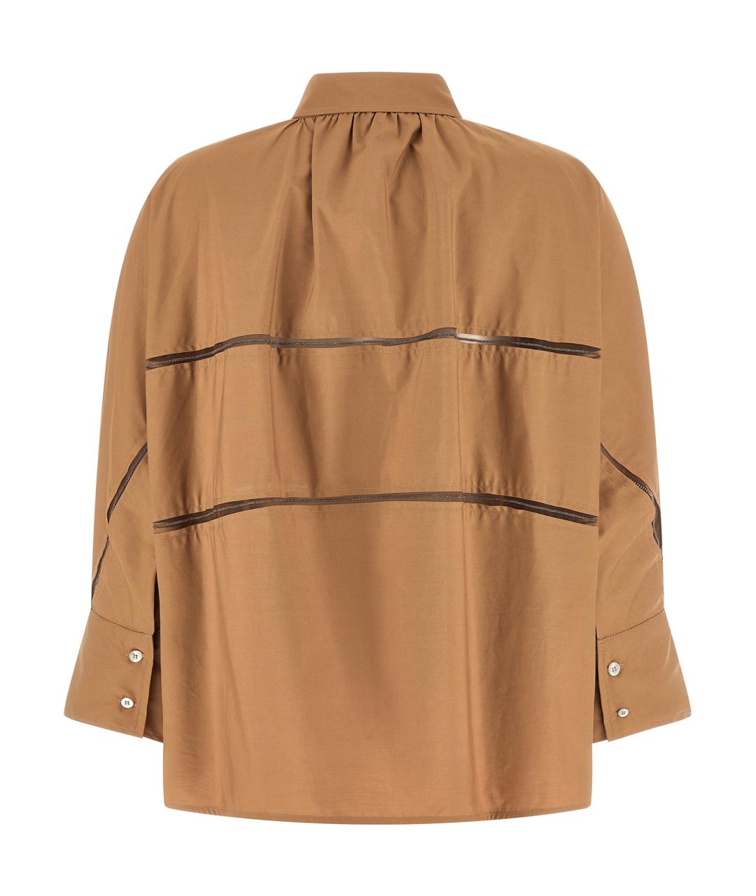 FABIANA FILIPPI Коричневая хлопковая рубашка, фото 3