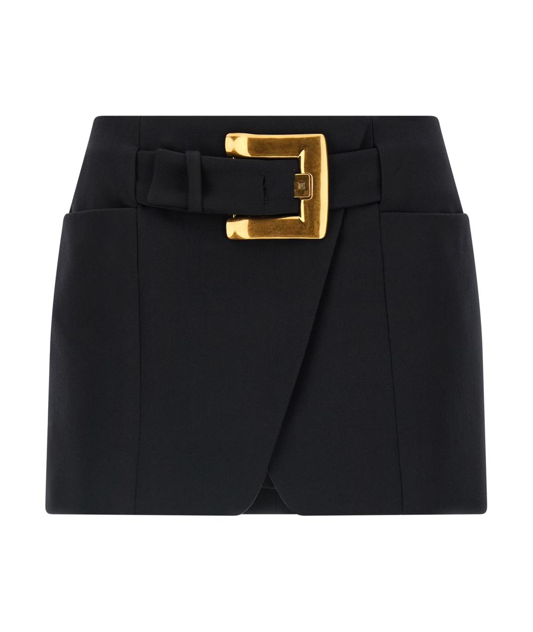 BALMAIN Черная шерстяная юбка мини, фото 1