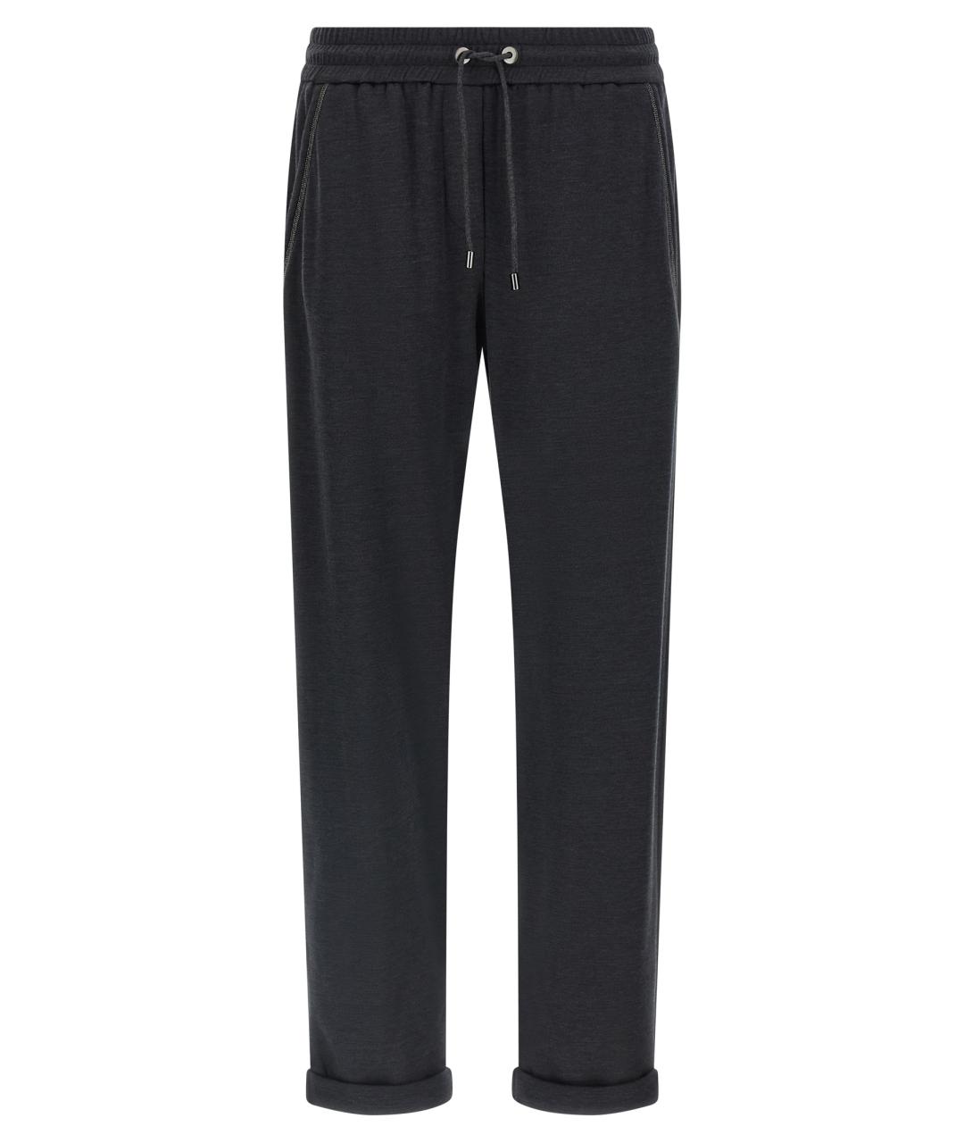 BRUNELLO CUCINELLI Серые хлопковые спортивные брюки и шорты, фото 1