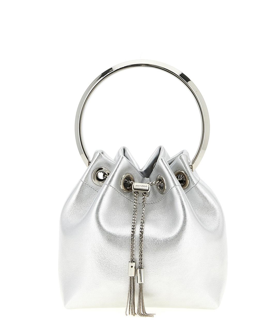 JIMMY CHOO Серебряная кожаная сумка тоут, фото 1