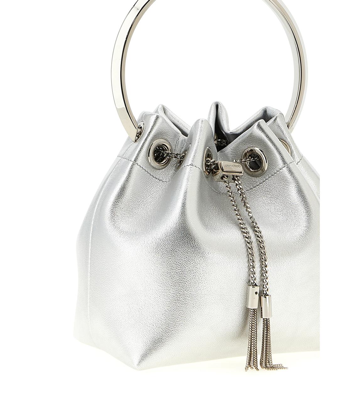 JIMMY CHOO Серебряная кожаная сумка тоут, фото 3