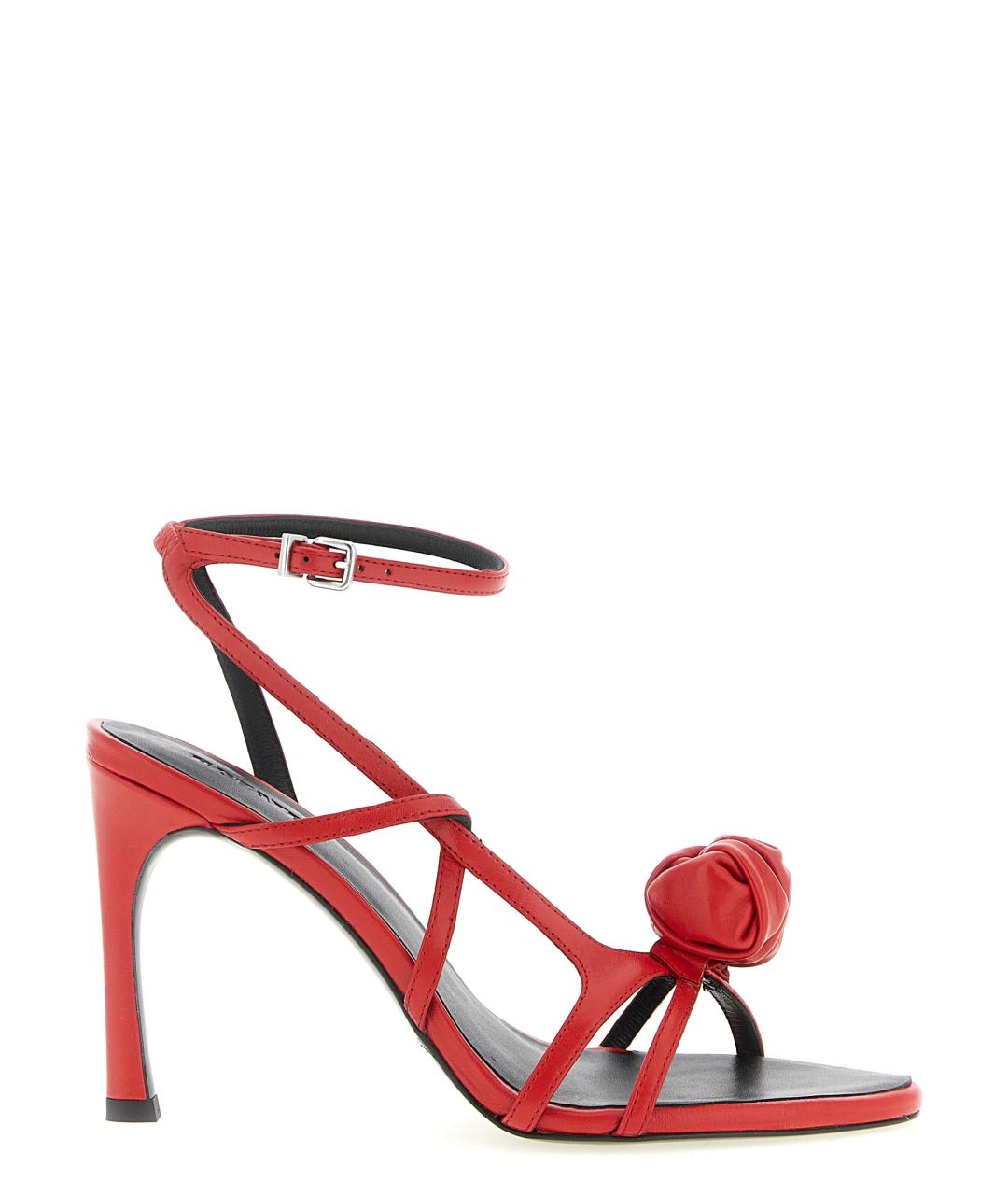 ROTATE Красные кожаные босоножки, фото 1
