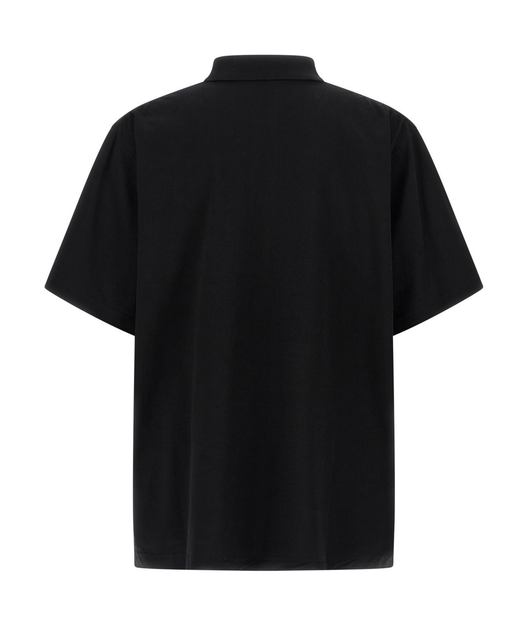 BALENCIAGA Черное хлопковое поло с коротким рукавом, фото 2