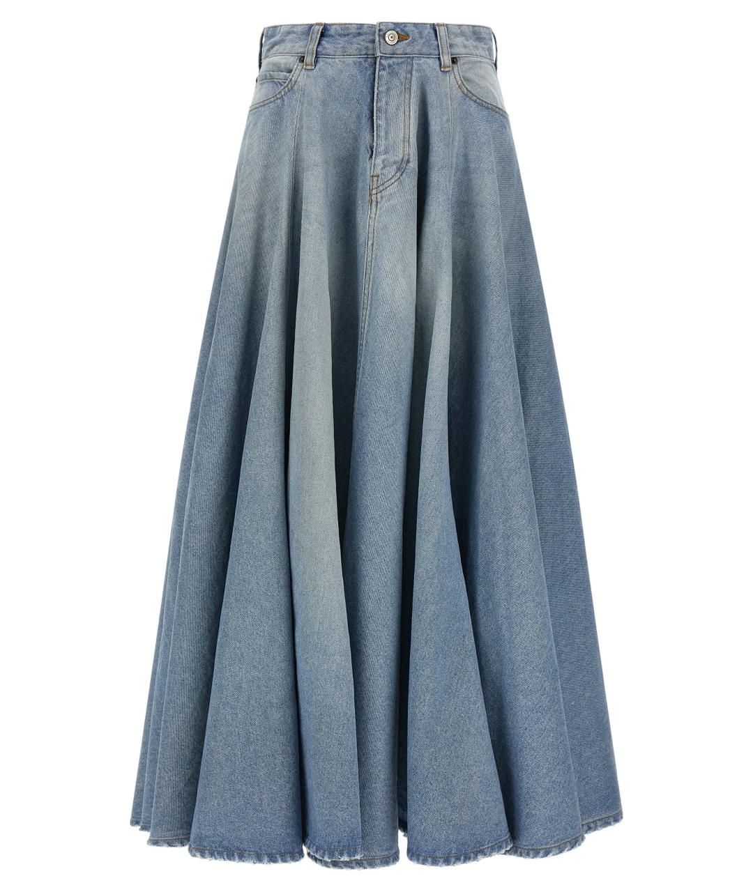 BALENCIAGA Голубая деним юбка миди, фото 1