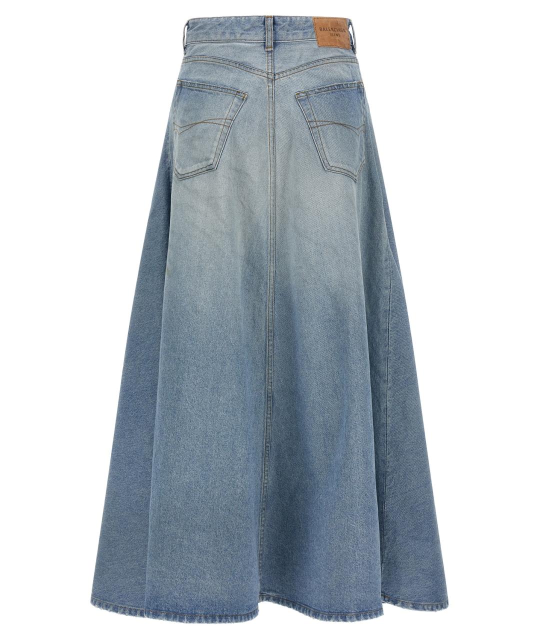 BALENCIAGA Голубая деним юбка миди, фото 2