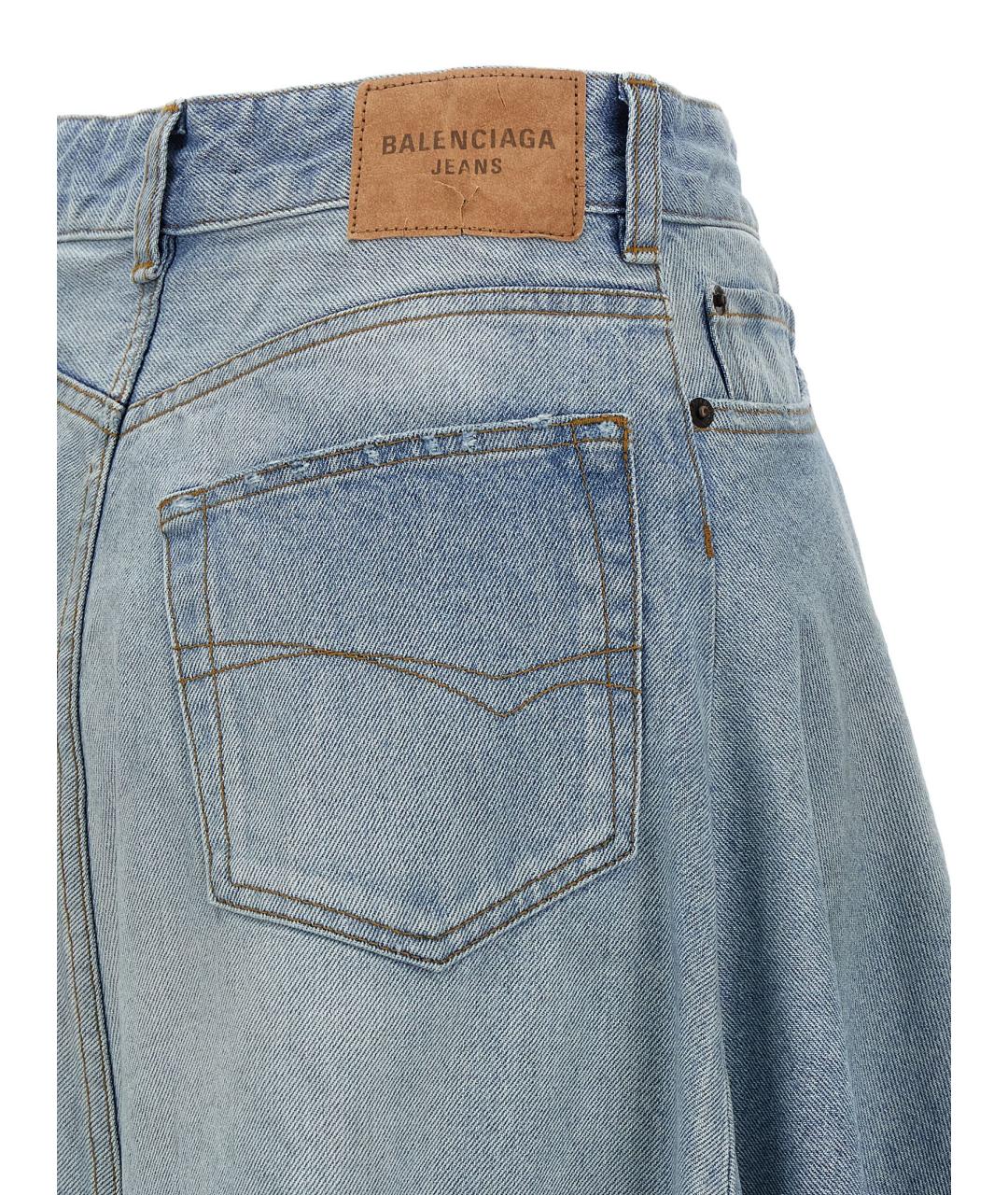 BALENCIAGA Голубая деним юбка миди, фото 4