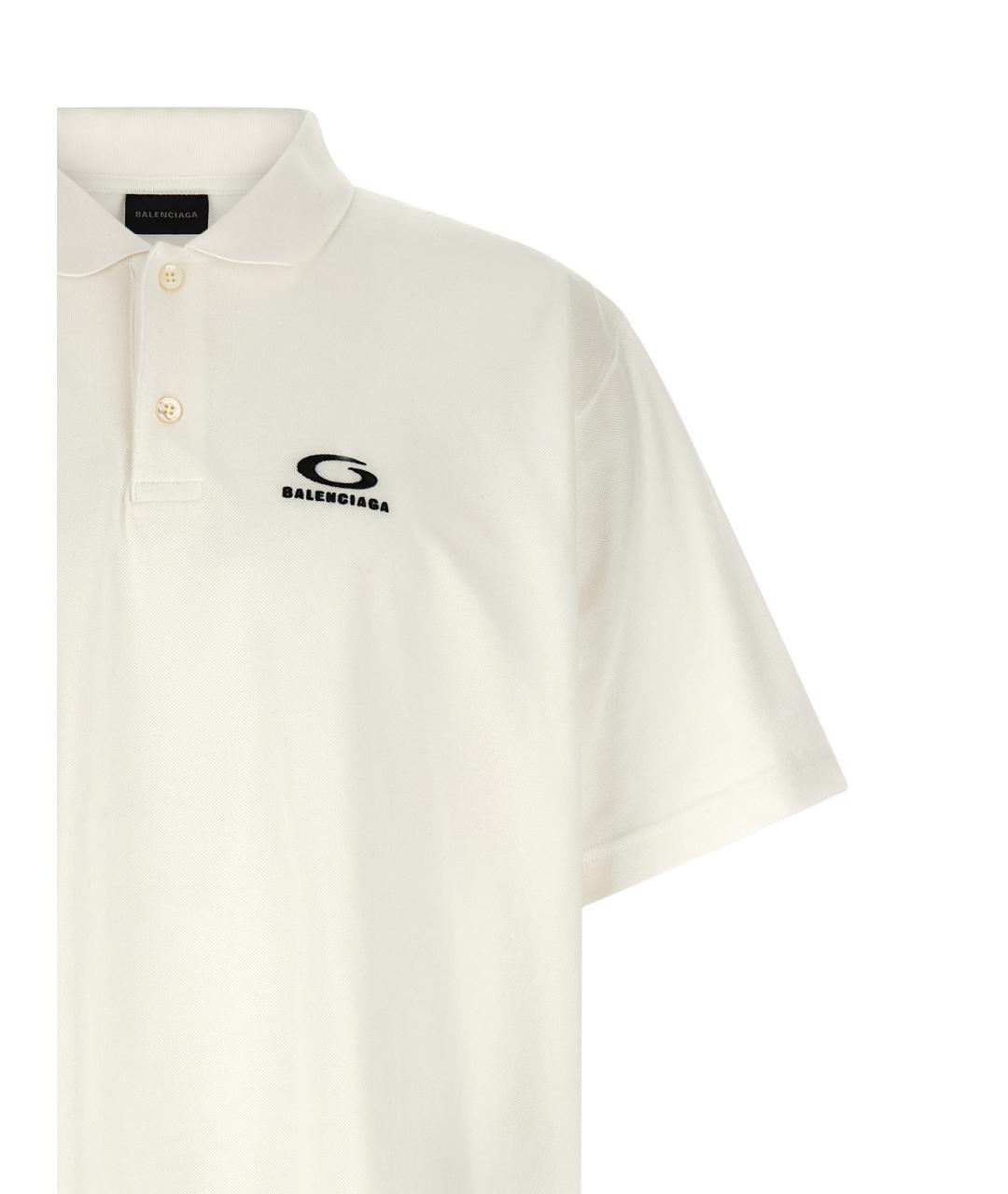 BALENCIAGA Белое хлопковое поло с коротким рукавом, фото 3