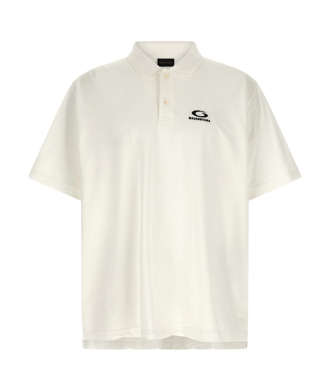 BALENCIAGA Белое хлопковое поло с коротким рукавом, фото 1