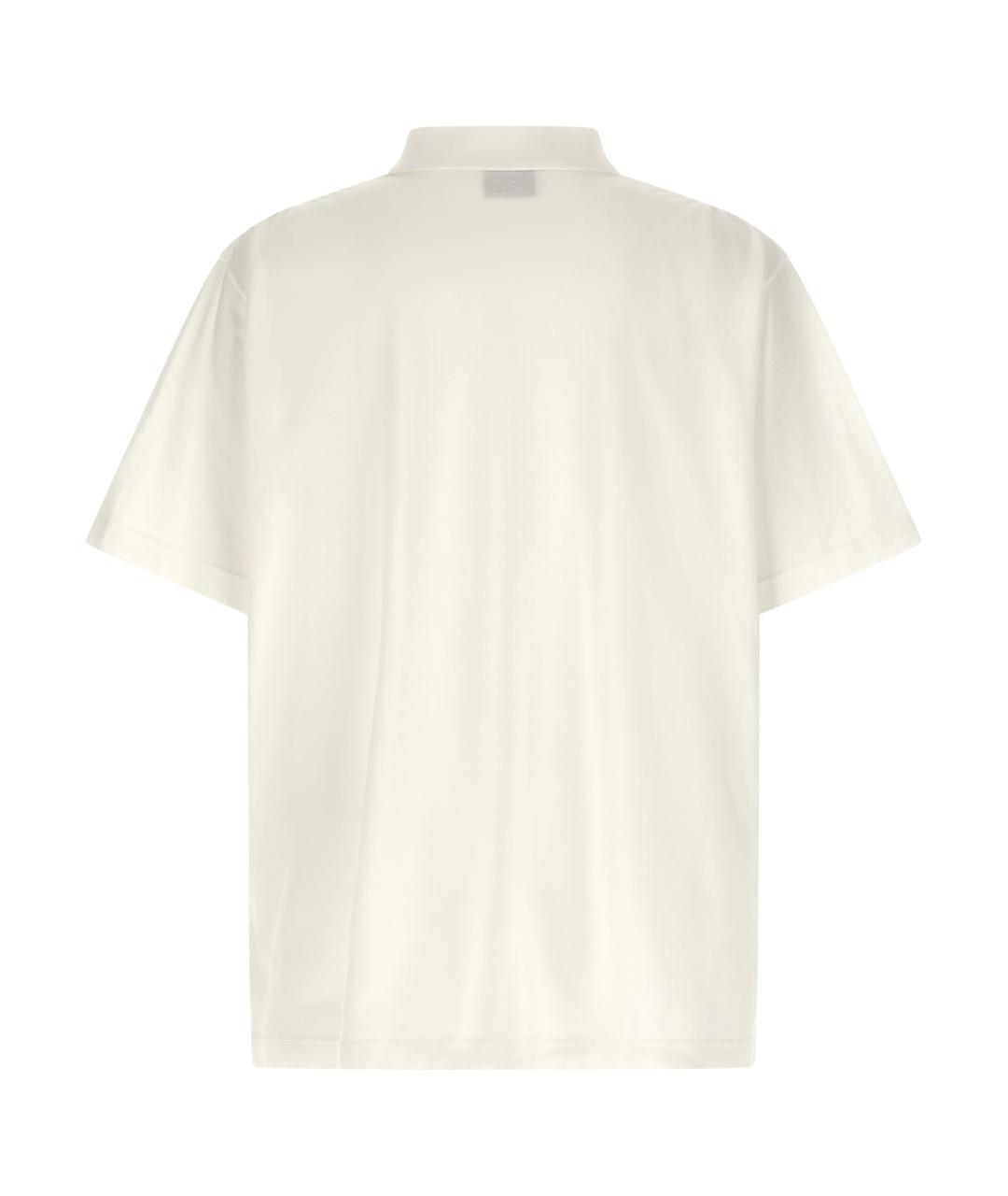 BALENCIAGA Белое хлопковое поло с коротким рукавом, фото 2