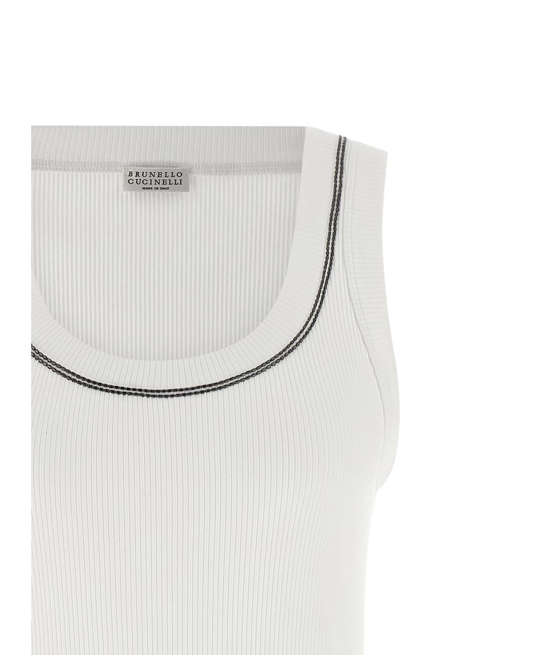 BRUNELLO CUCINELLI Белая хлопковая майка, фото 3