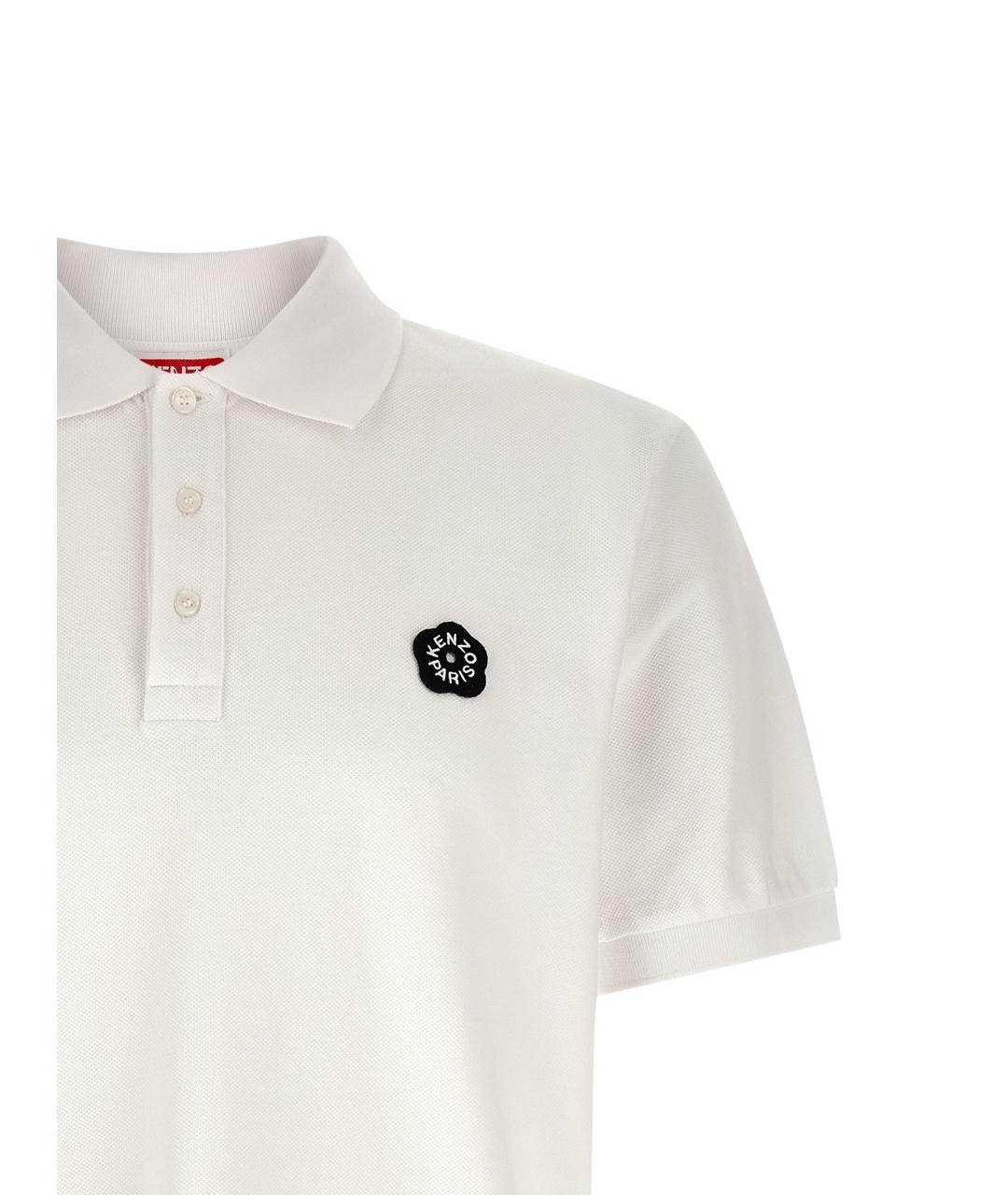 KENZO Белое хлопковое поло с коротким рукавом, фото 3