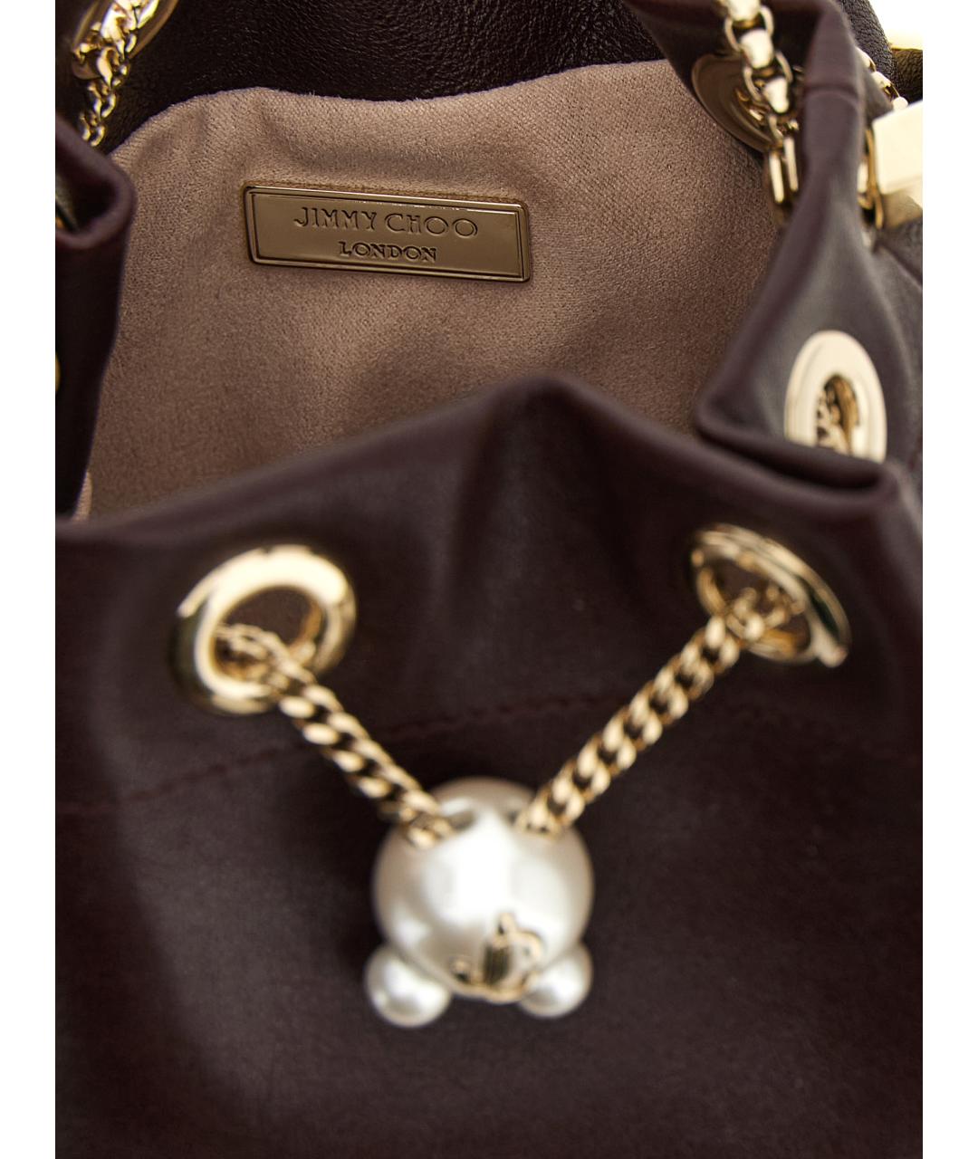 JIMMY CHOO Бордовая кожаная сумка тоут, фото 4