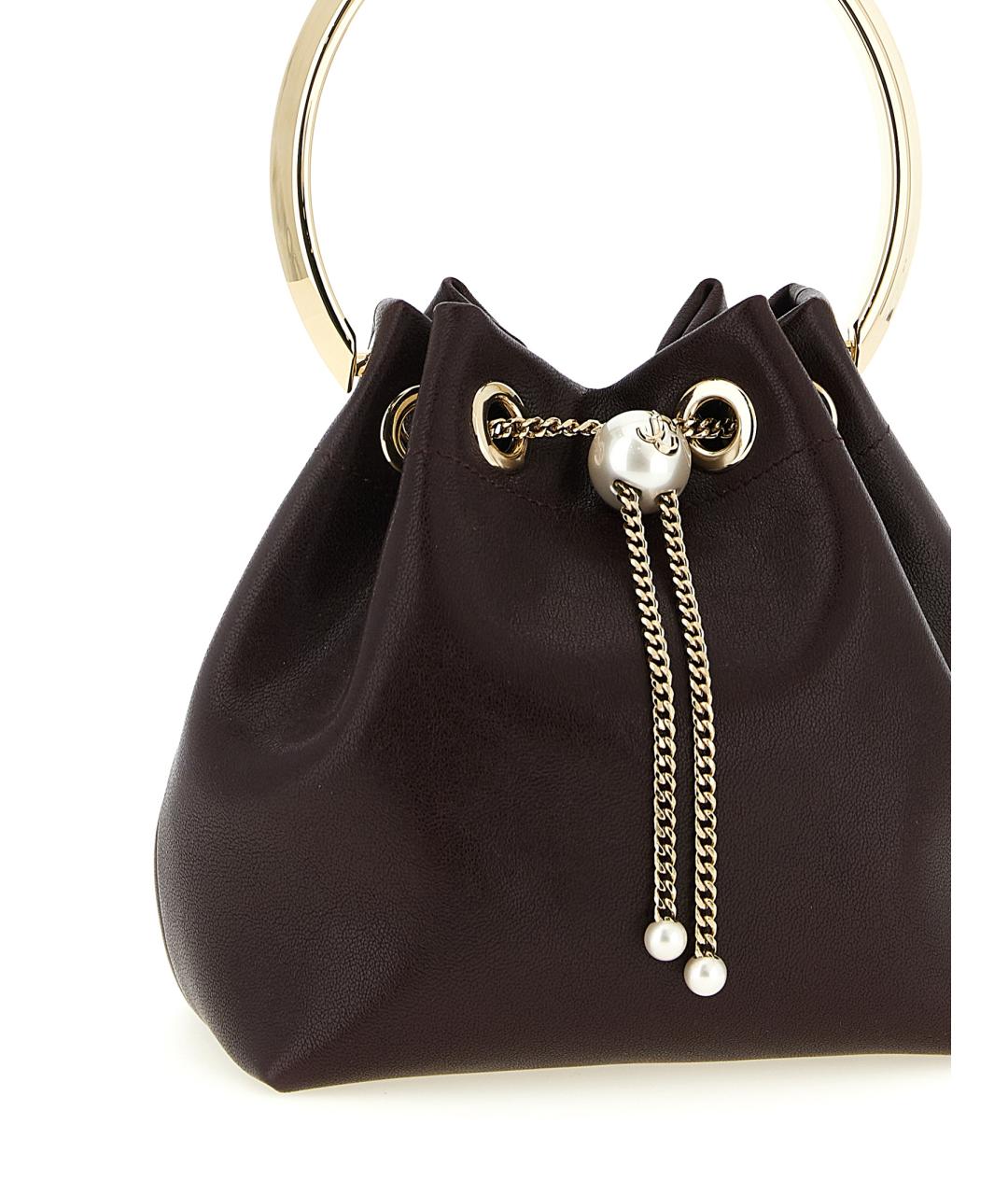 JIMMY CHOO Бордовая кожаная сумка тоут, фото 3