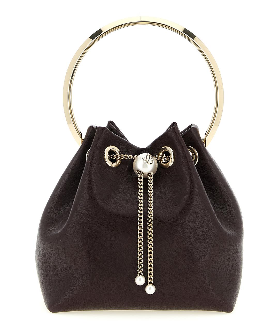 JIMMY CHOO Бордовая кожаная сумка тоут, фото 1