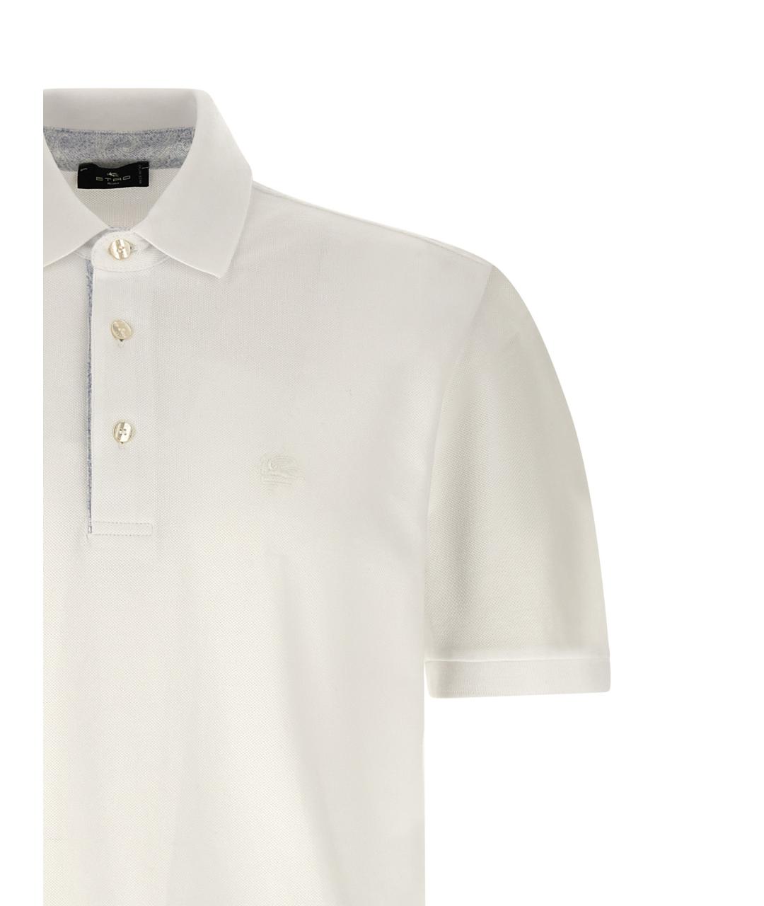 ETRO Белое хлопковое поло с коротким рукавом, фото 3