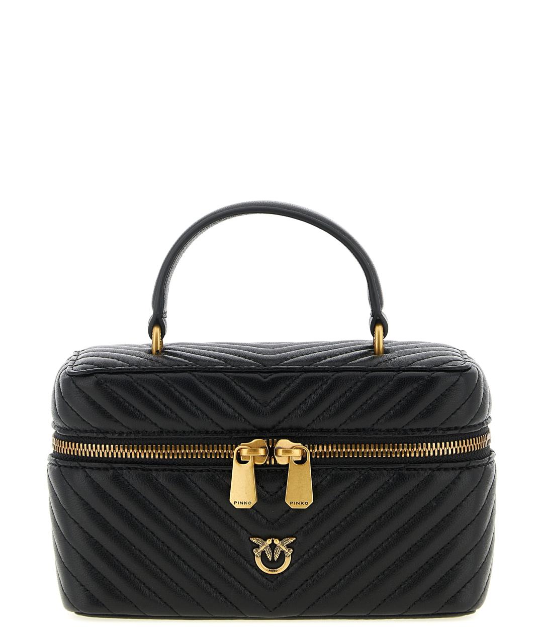 PINKO Черная кожаная сумка тоут, фото 1
