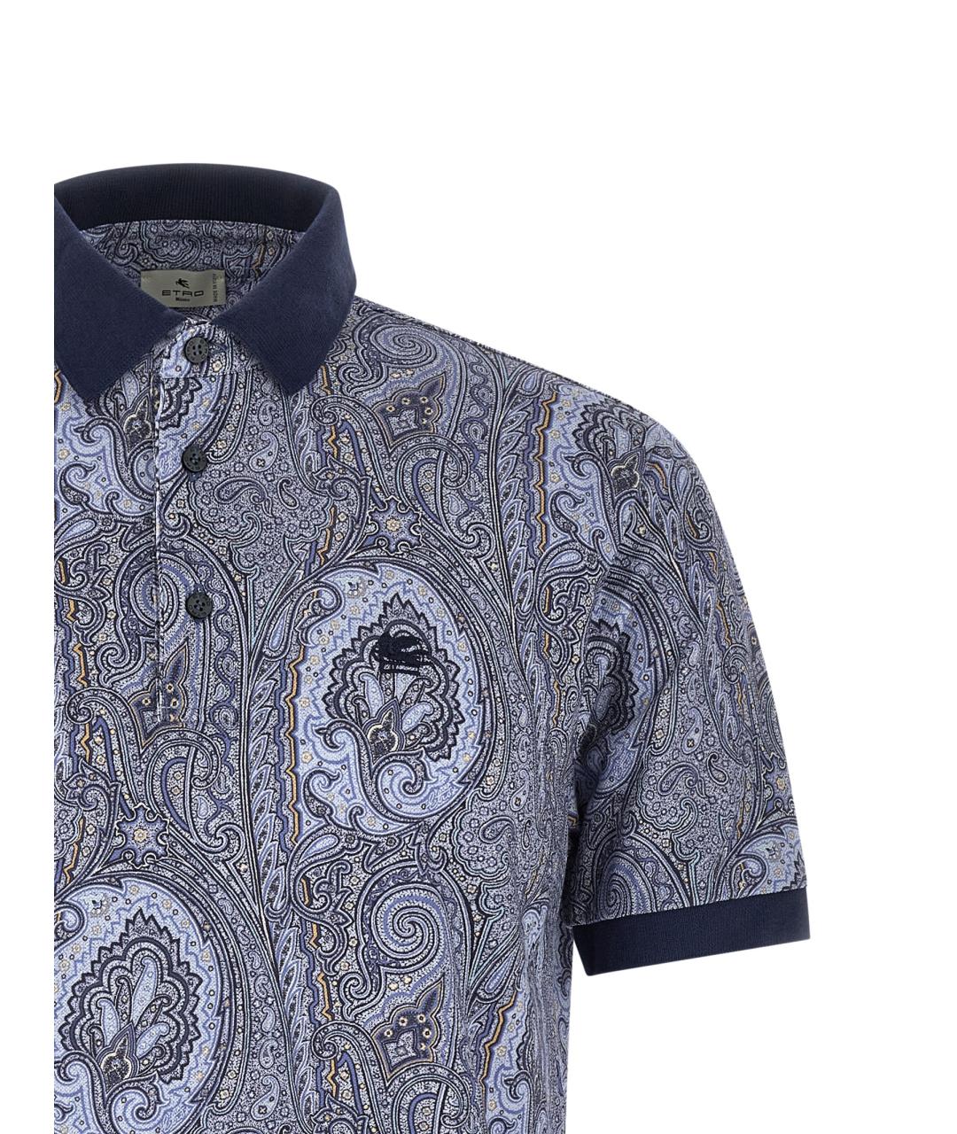 ETRO Синее хлопковое поло с коротким рукавом, фото 3