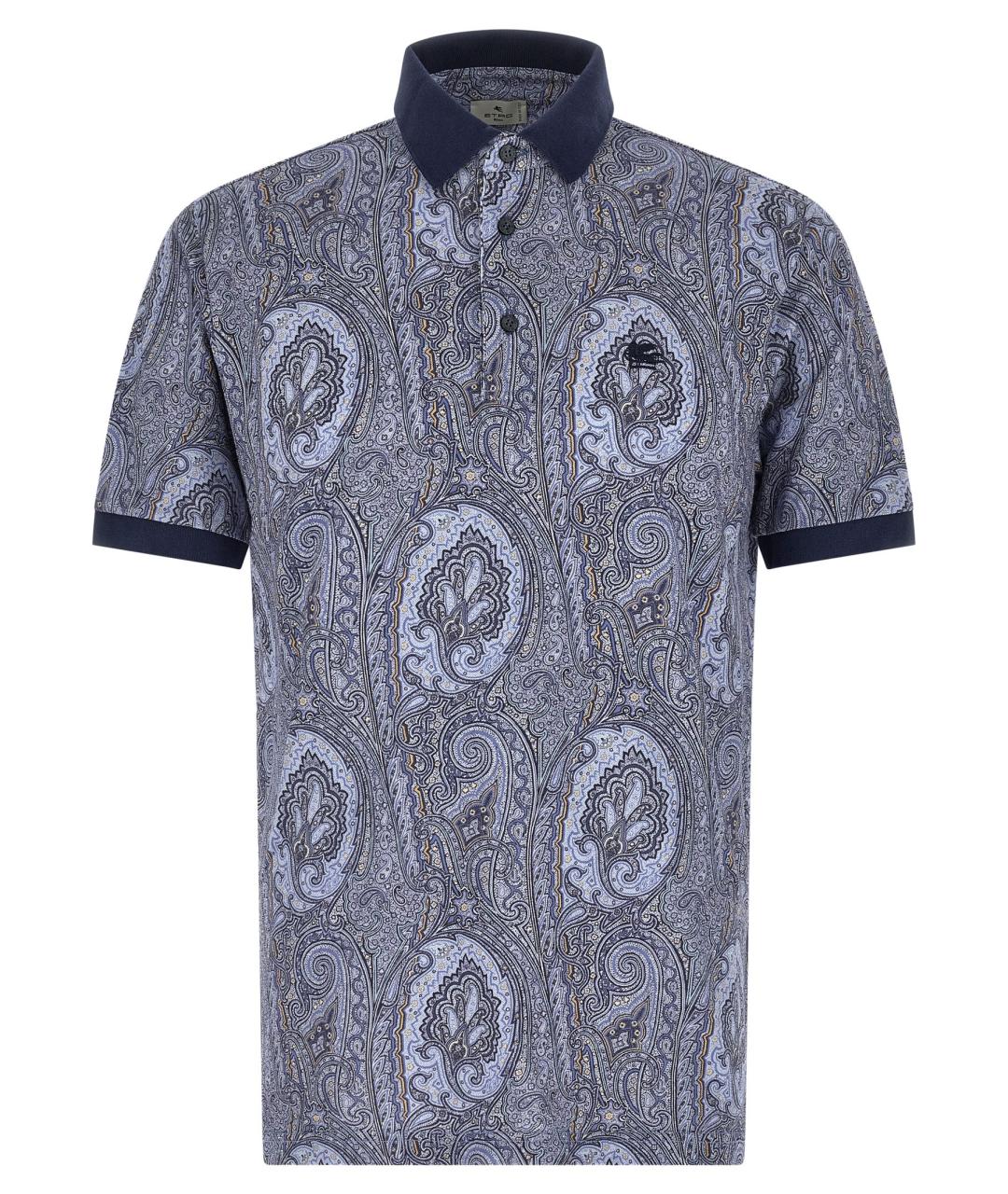 ETRO Синее хлопковое поло с коротким рукавом, фото 1