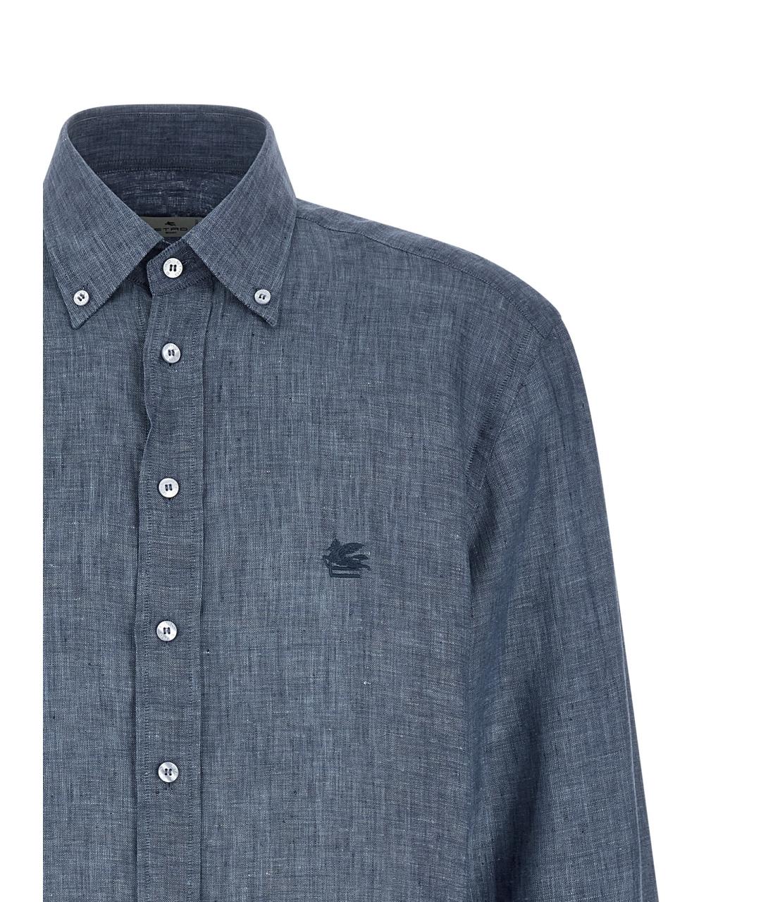 ETRO Синяя льняная кэжуал рубашка, фото 3