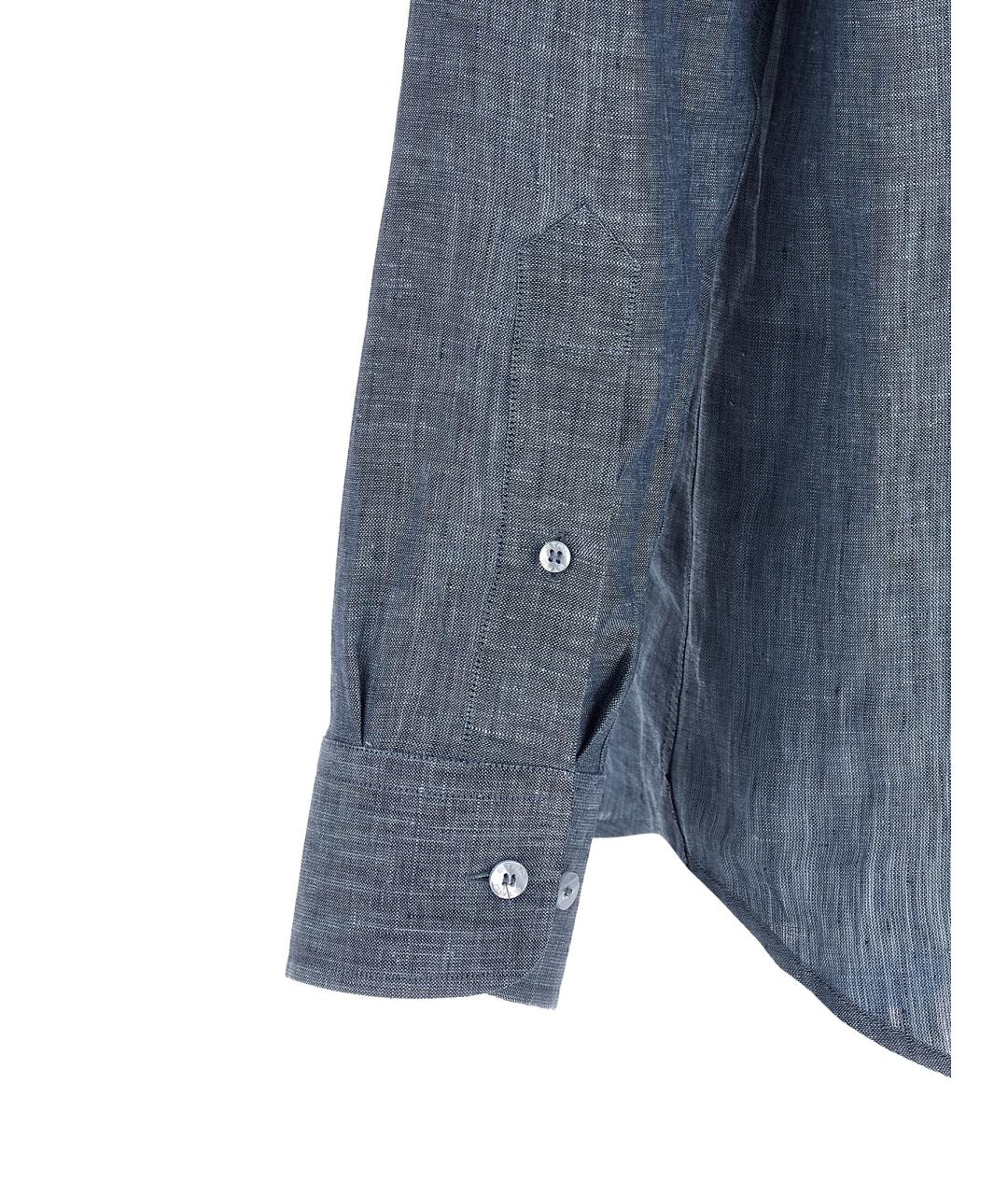 ETRO Синяя льняная кэжуал рубашка, фото 4