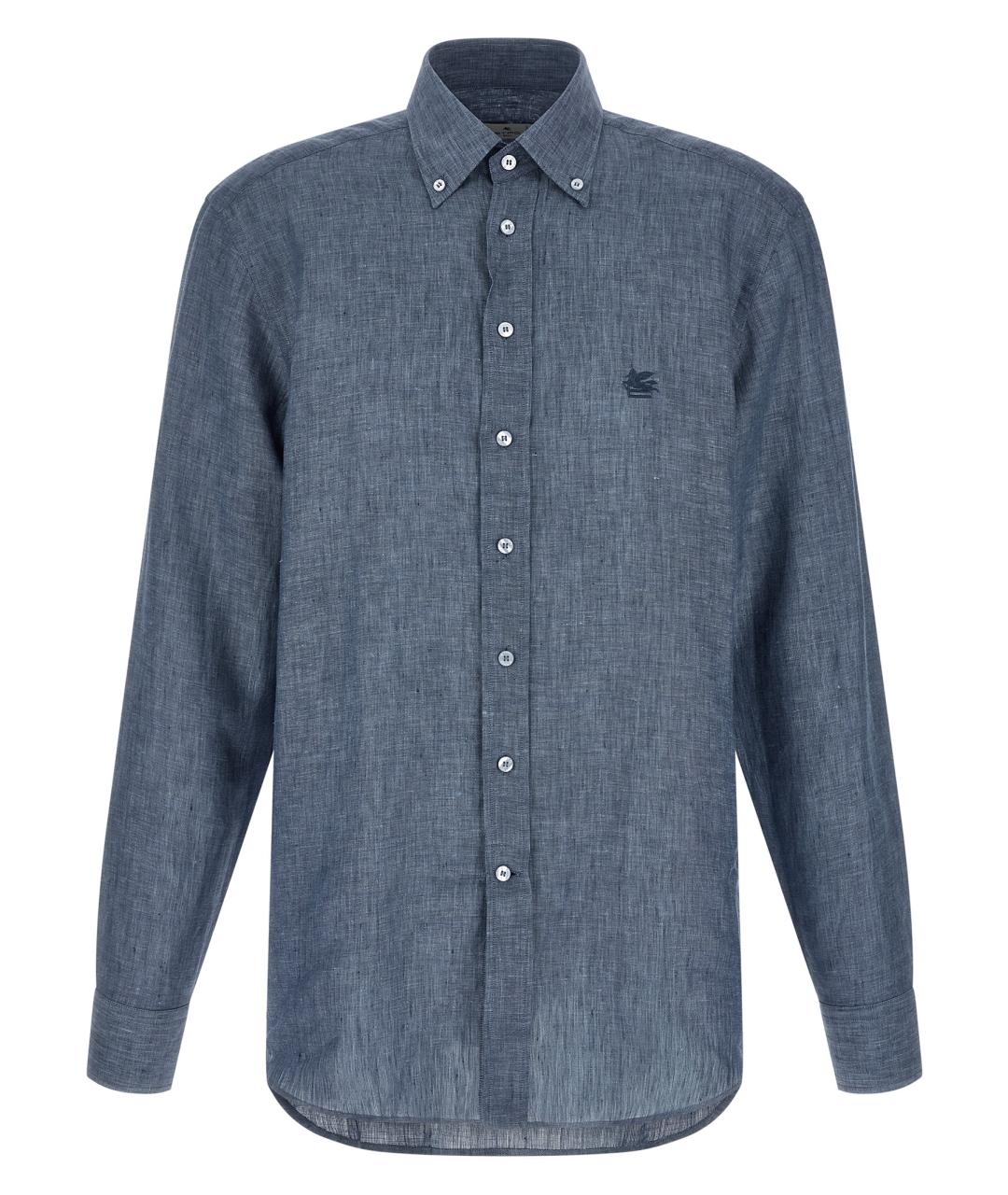 ETRO Синяя льняная кэжуал рубашка, фото 1