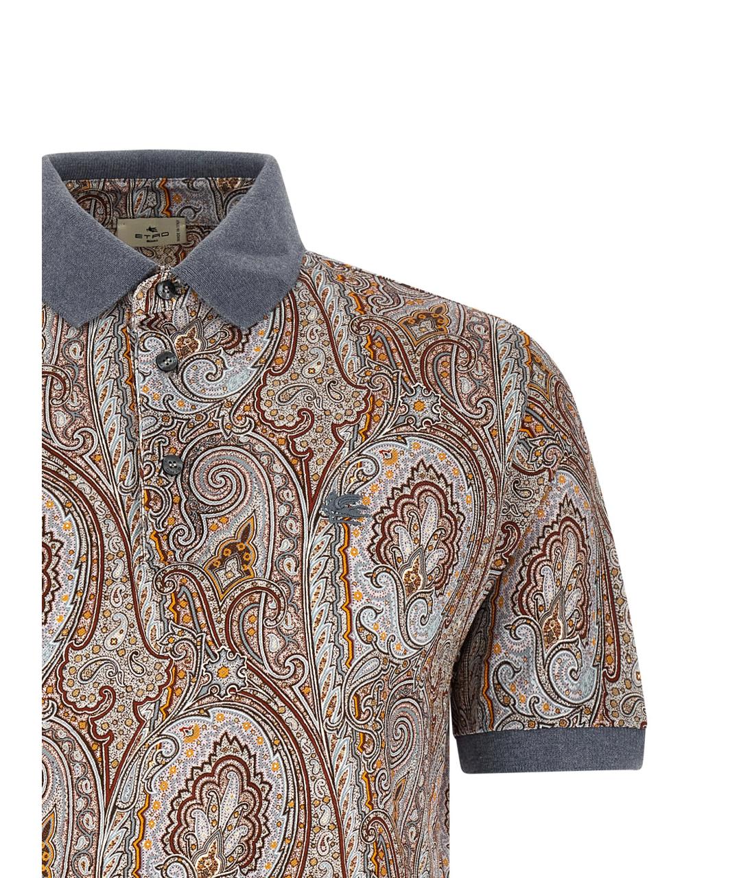 ETRO Мульти хлопковое поло с коротким рукавом, фото 3