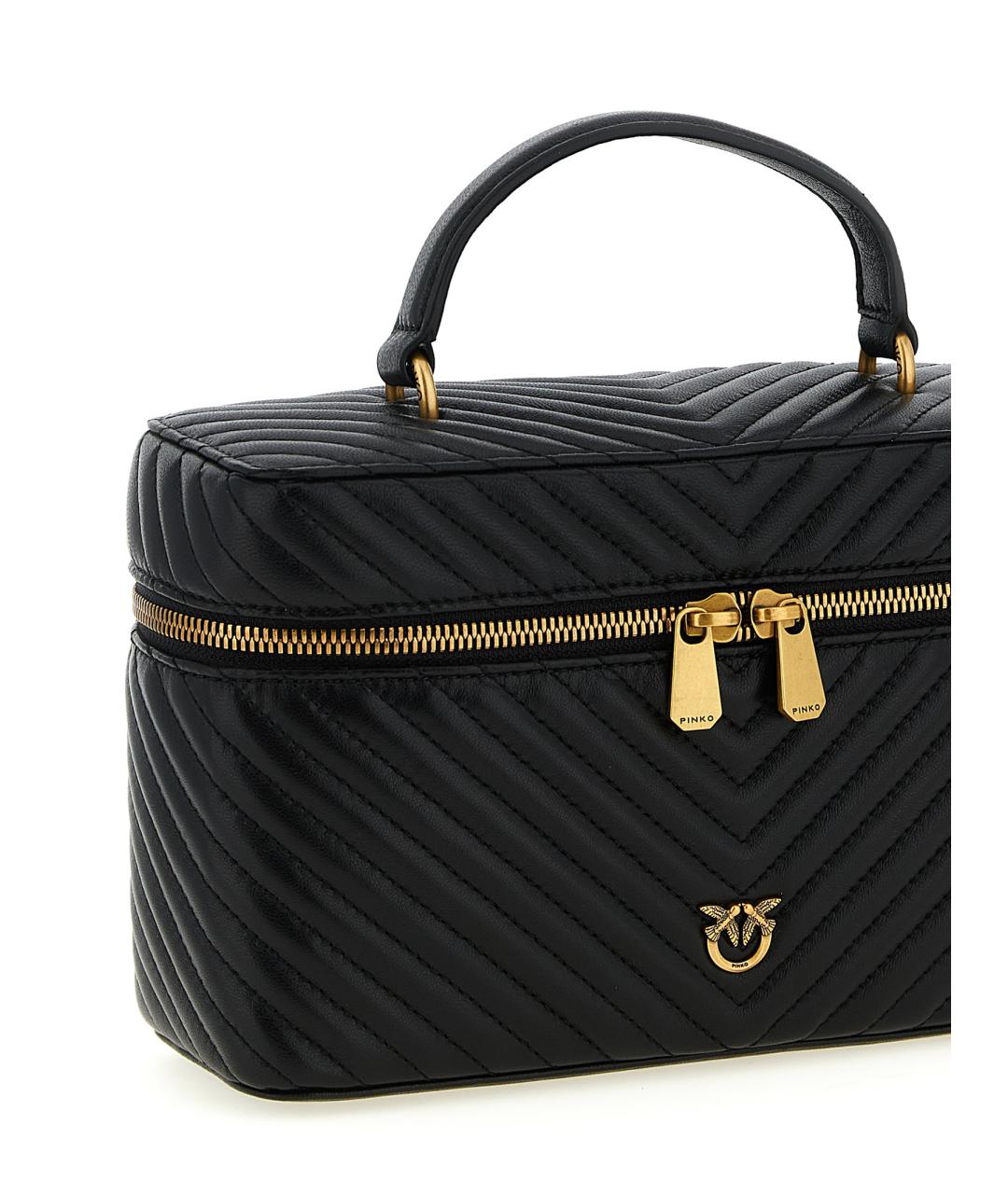 PINKO Черная кожаная сумка с короткими ручками, фото 3