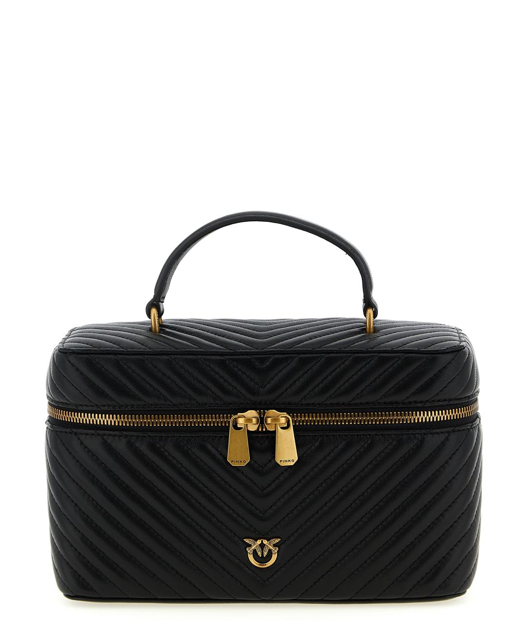 PINKO Черная кожаная сумка с короткими ручками, фото 1