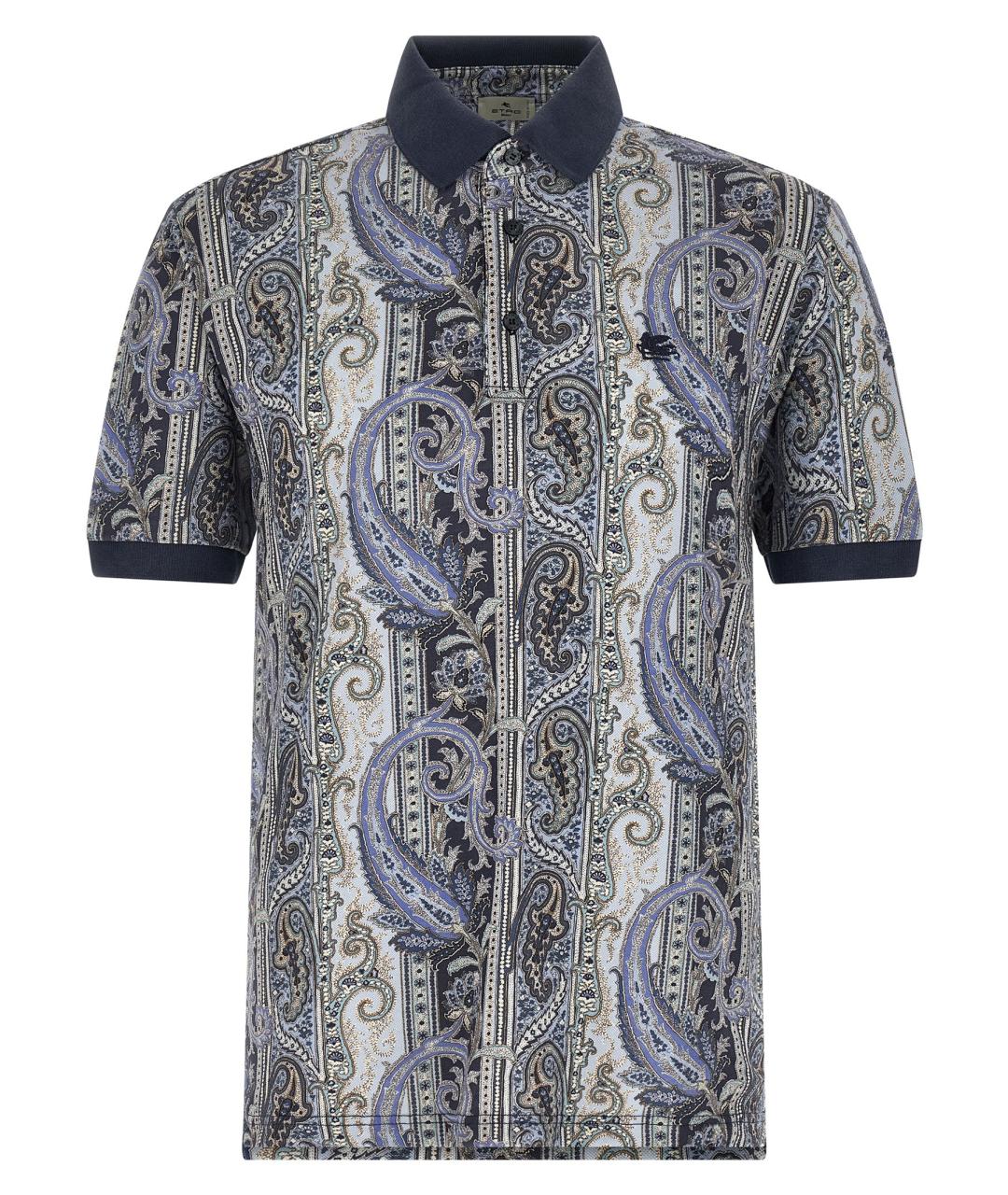 ETRO Синее хлопковое поло с коротким рукавом, фото 1