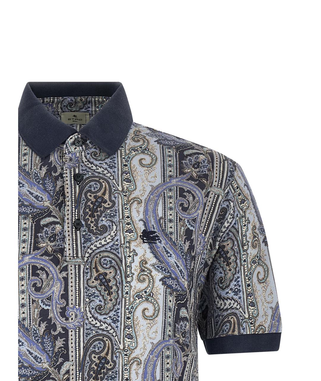 ETRO Синее хлопковое поло с коротким рукавом, фото 3
