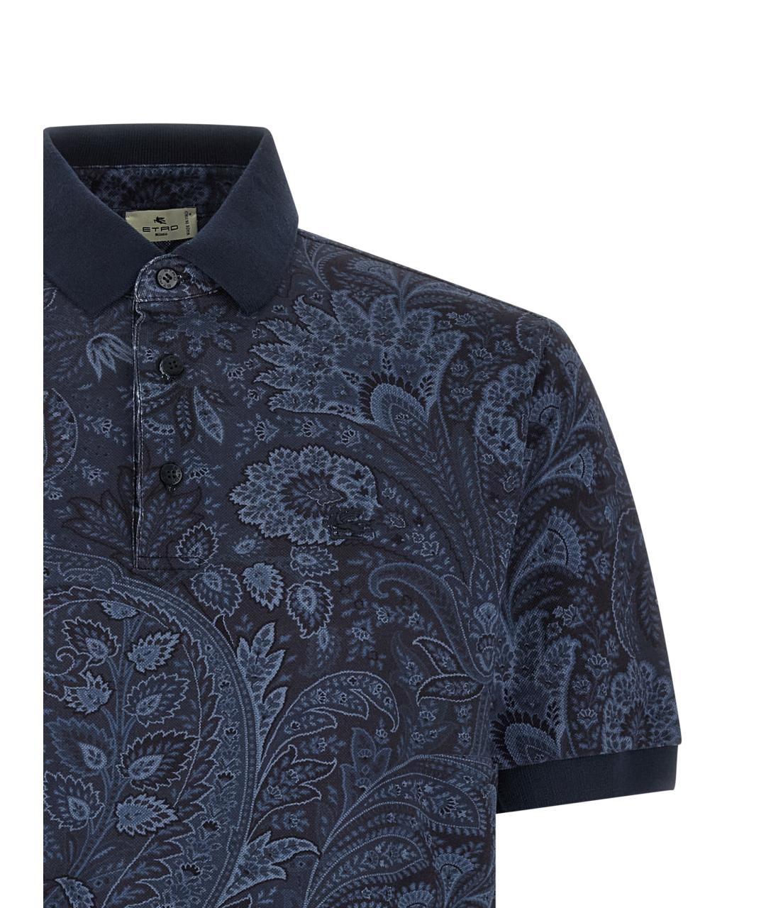 ETRO Синее хлопковое поло с коротким рукавом, фото 3
