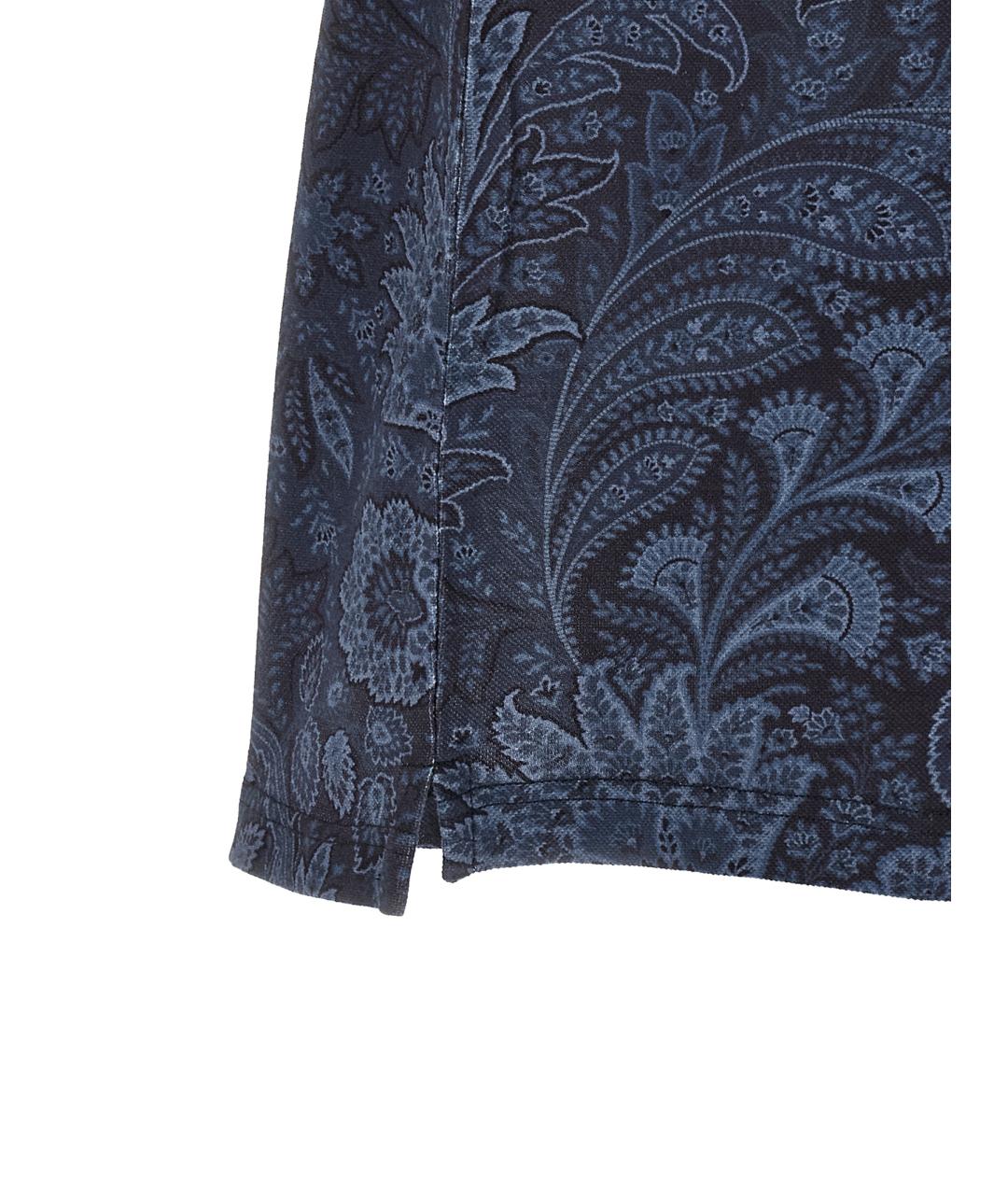 ETRO Синее хлопковое поло с коротким рукавом, фото 4