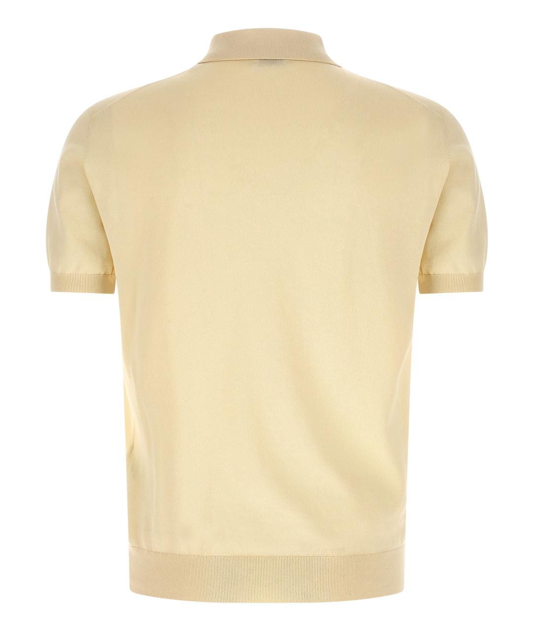 ETRO Бежевое хлопковое поло с коротким рукавом, фото 2