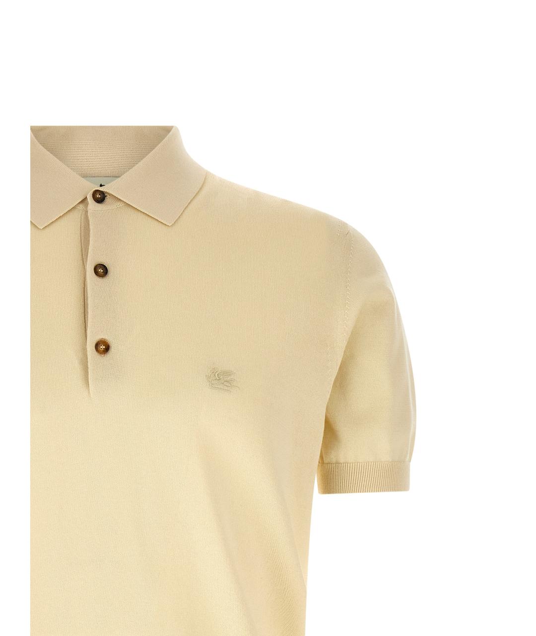 ETRO Бежевое хлопковое поло с коротким рукавом, фото 3