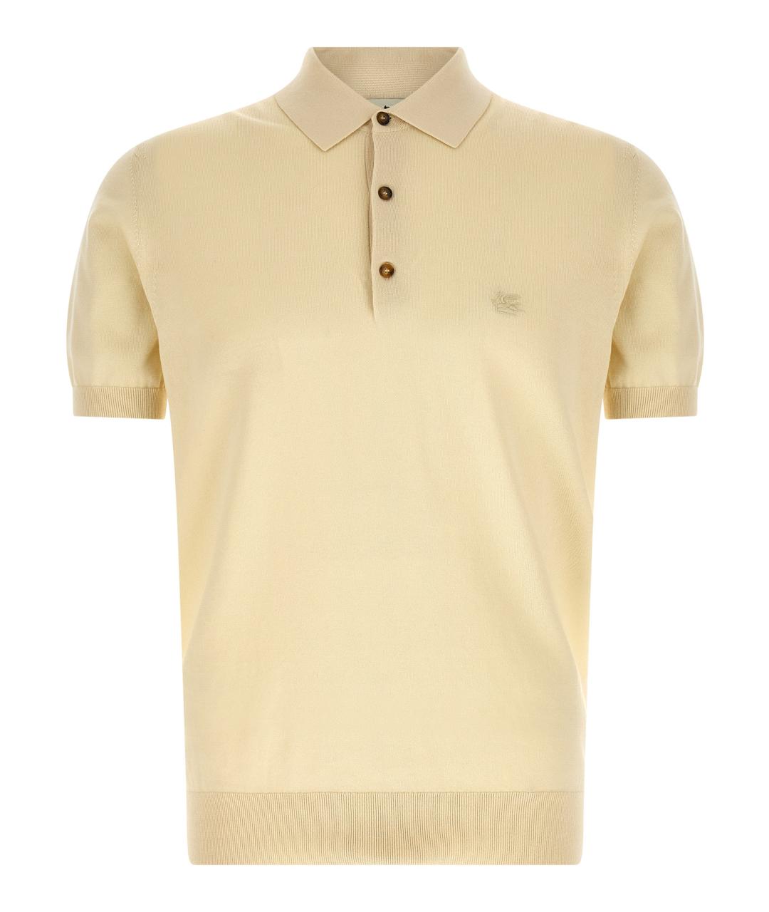 ETRO Бежевое хлопковое поло с коротким рукавом, фото 1